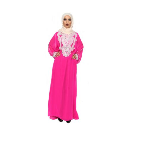 Marokkaanse faracha – tweedelige gandoura met geborduurde chiffon, geel