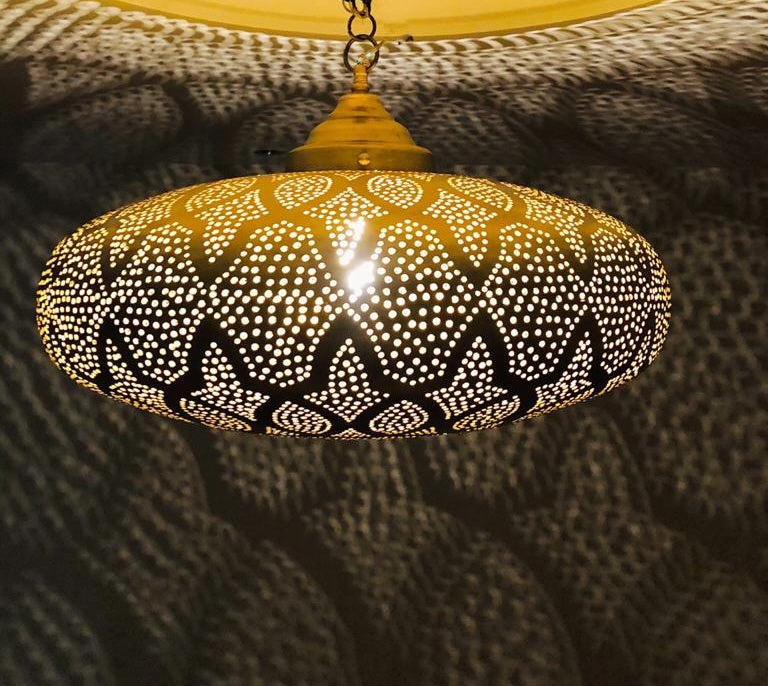 Gold Moroccan filigree pendant lamp