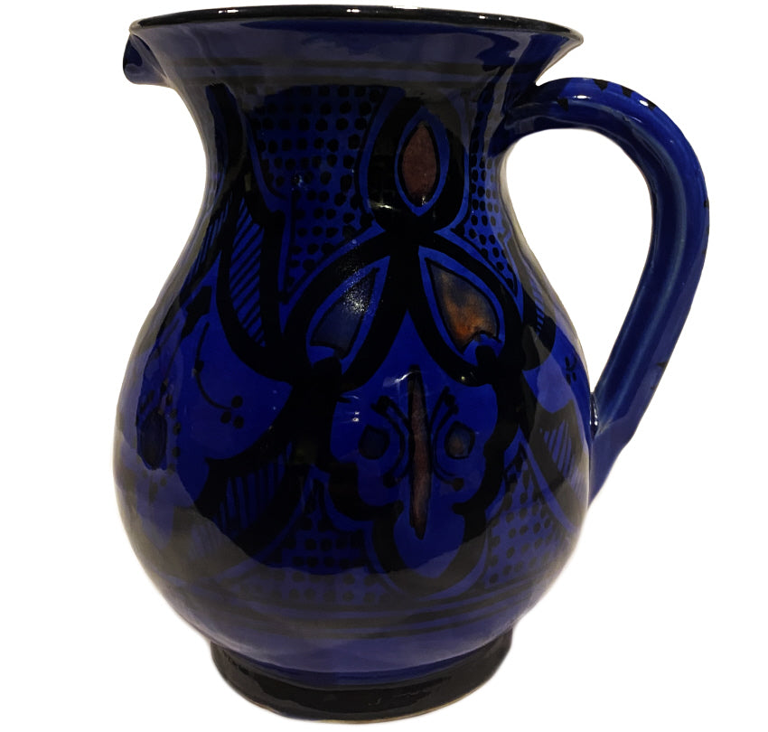Pichet en faïence bleu foncé