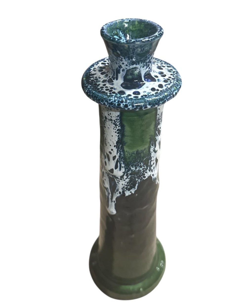 Marokkaanse kandelaar groen met zwart-wit druipglazuur – 28 of 32 cm – foto 2