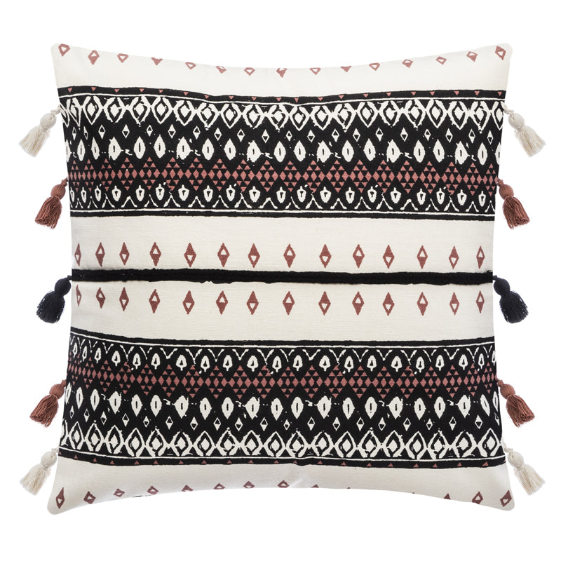Decorative pillow with pom poms