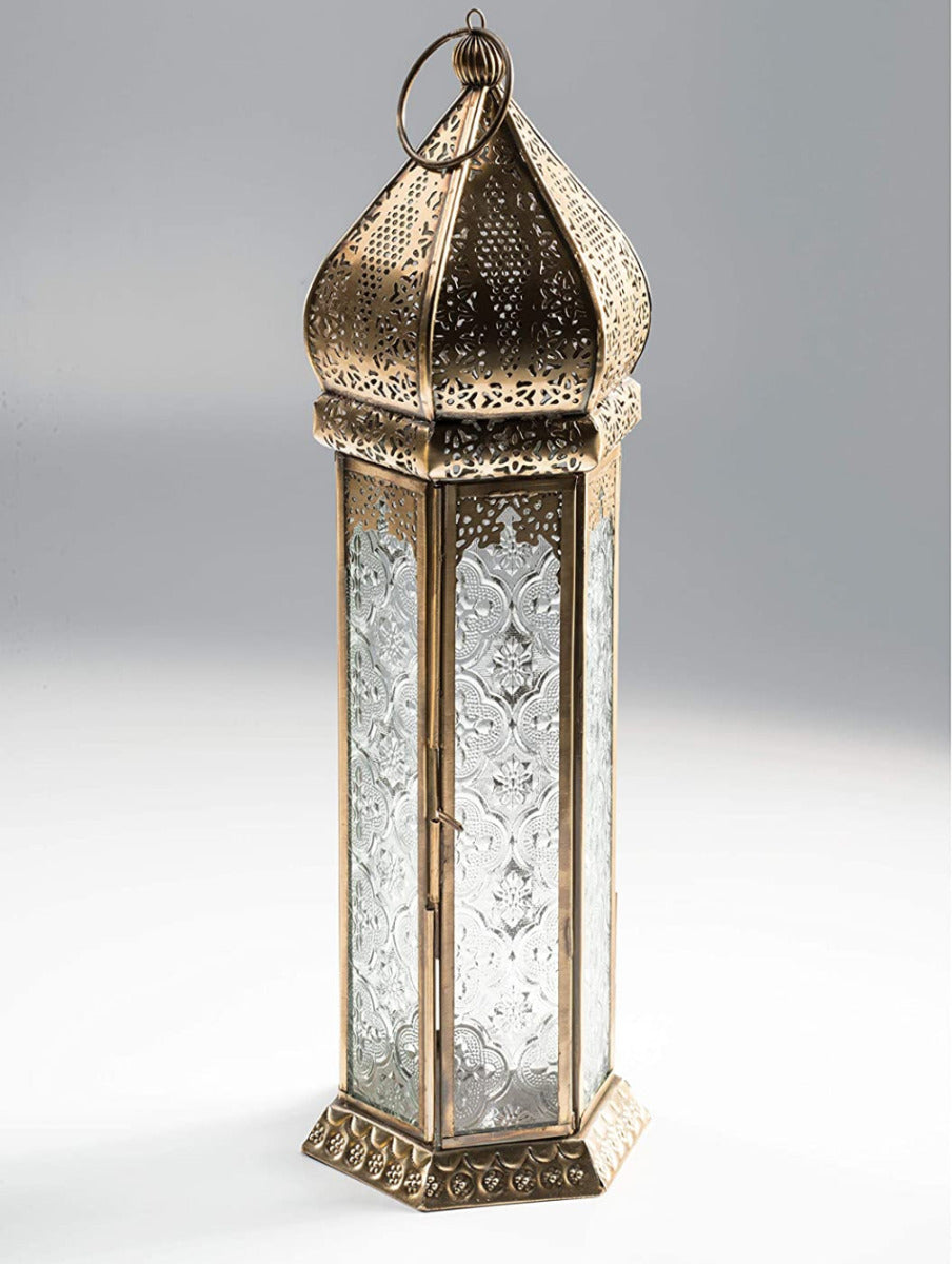 Large Moroccan antique brass lantern