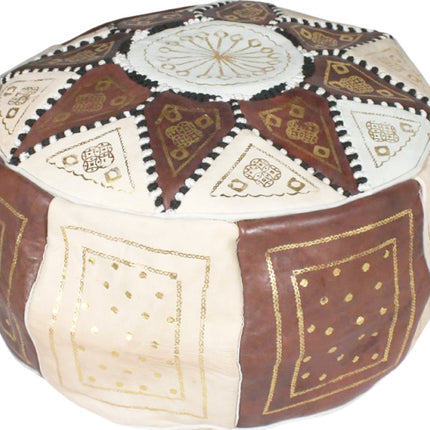 Marokkanischer Pouf Braun/Weiß