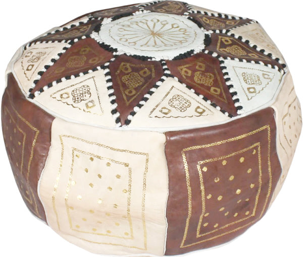 Moroccan Pouf Brown/White