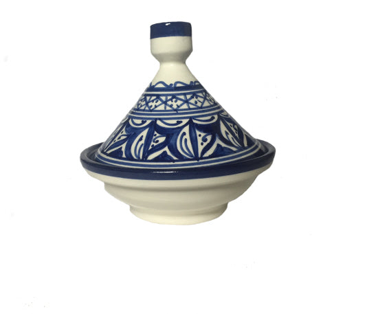 Marokkaanse mini tajine blauw – decoratief serveerschaaltje, Ø 12 cm