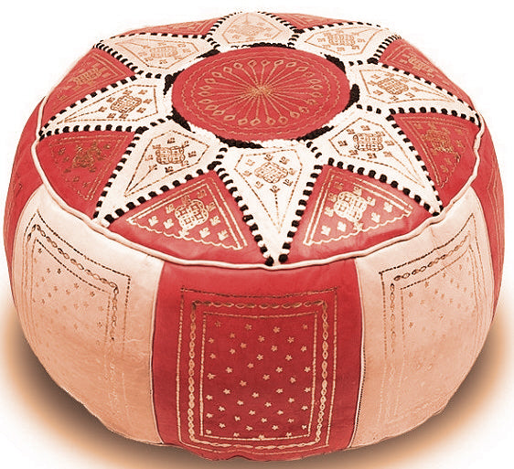 Pouffe Burgundy/White