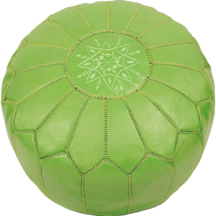 Marokkanischer Leder Pouf | Hellgrün | 55 Ø | H 35cm | Handgefertigt