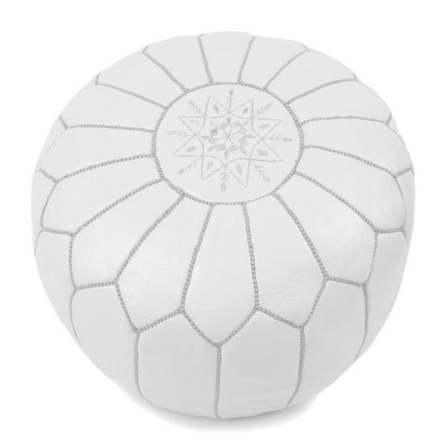Marokkanischer Pouf weiß mit grau