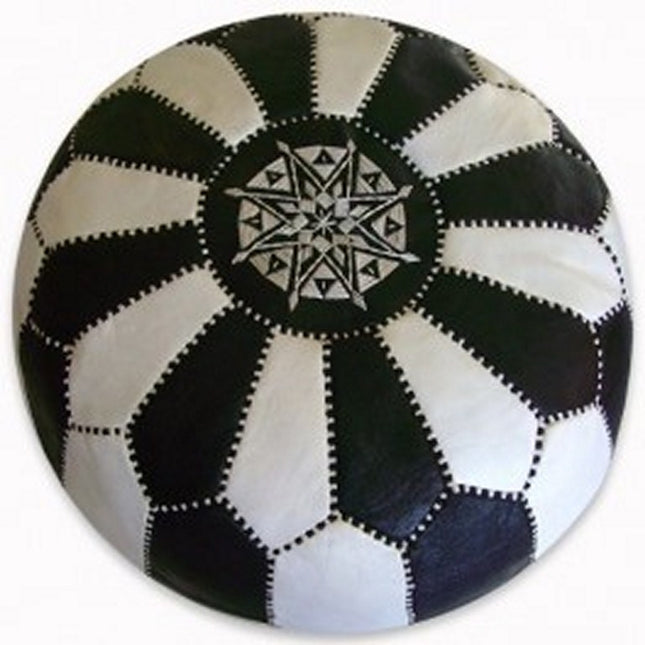 Marokkanischer Pouf weiß/schwarz