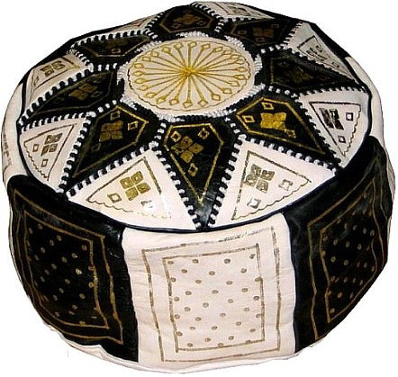 Black and white Moroccan pouf