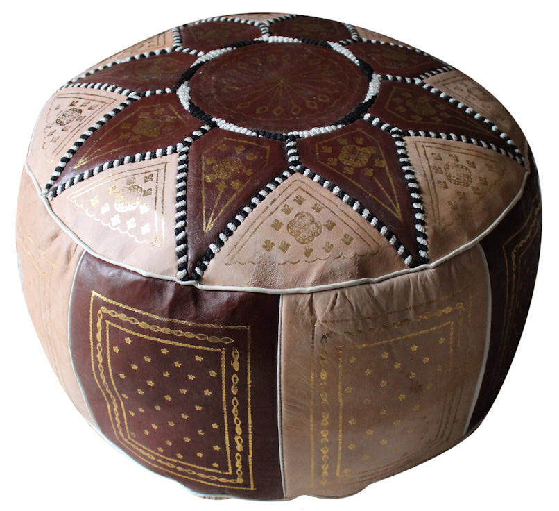 Moroccan Pouf White/brown