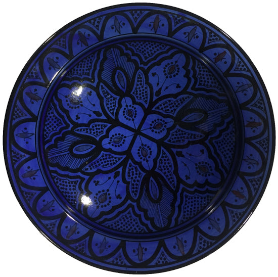Plat en céramique marocaine bleu ø 35 cm