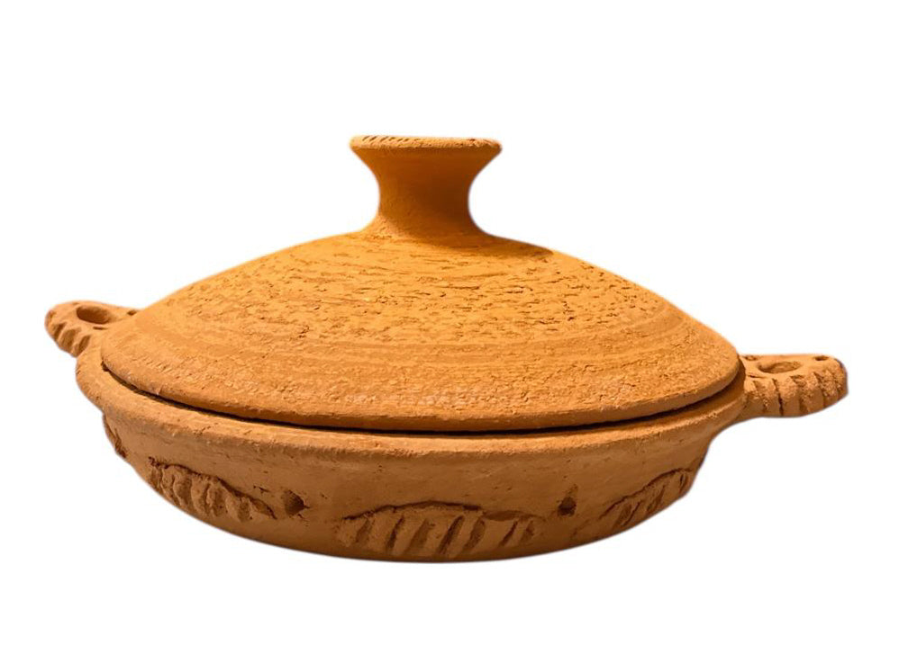 Handgemaakte Marokkaanse tajine Oued Laou – ongeglazuurd terracotta, Ø 26 cm – foto 3