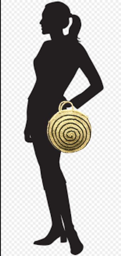 Sac rond en rotin de paille M avec sequins