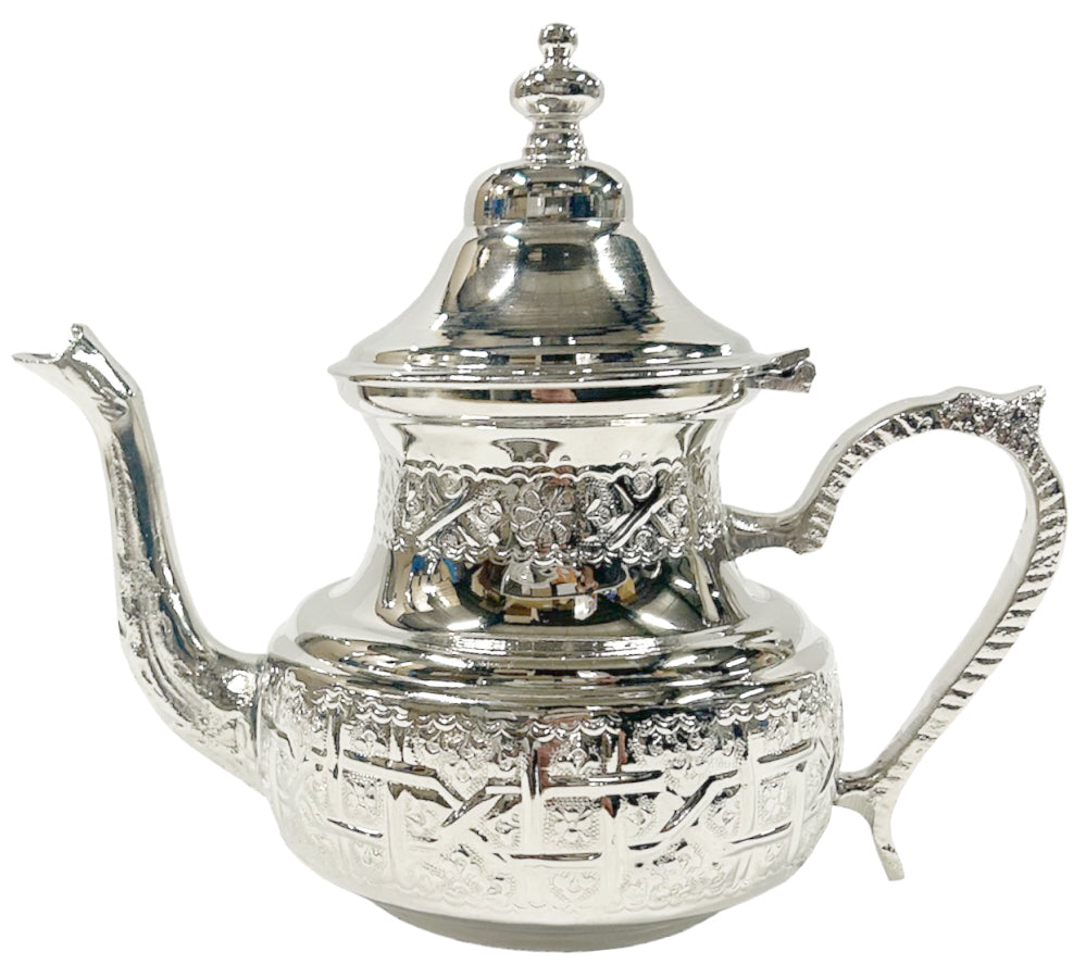 Traditional Moroccan Silver Teapot – Berrad – Handmade in Fez – 1 Liter