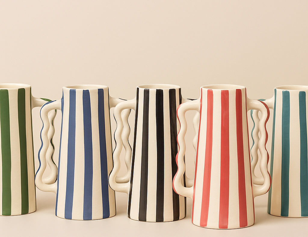 Handmade Ceramic Vase with Double Handle – 25 cm