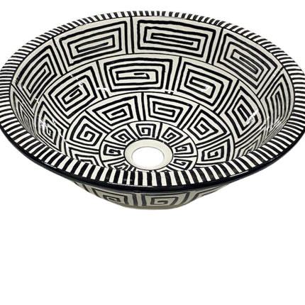 Marokkanisches Keramikwaschbecken - Waschbecken schwarz-weiß