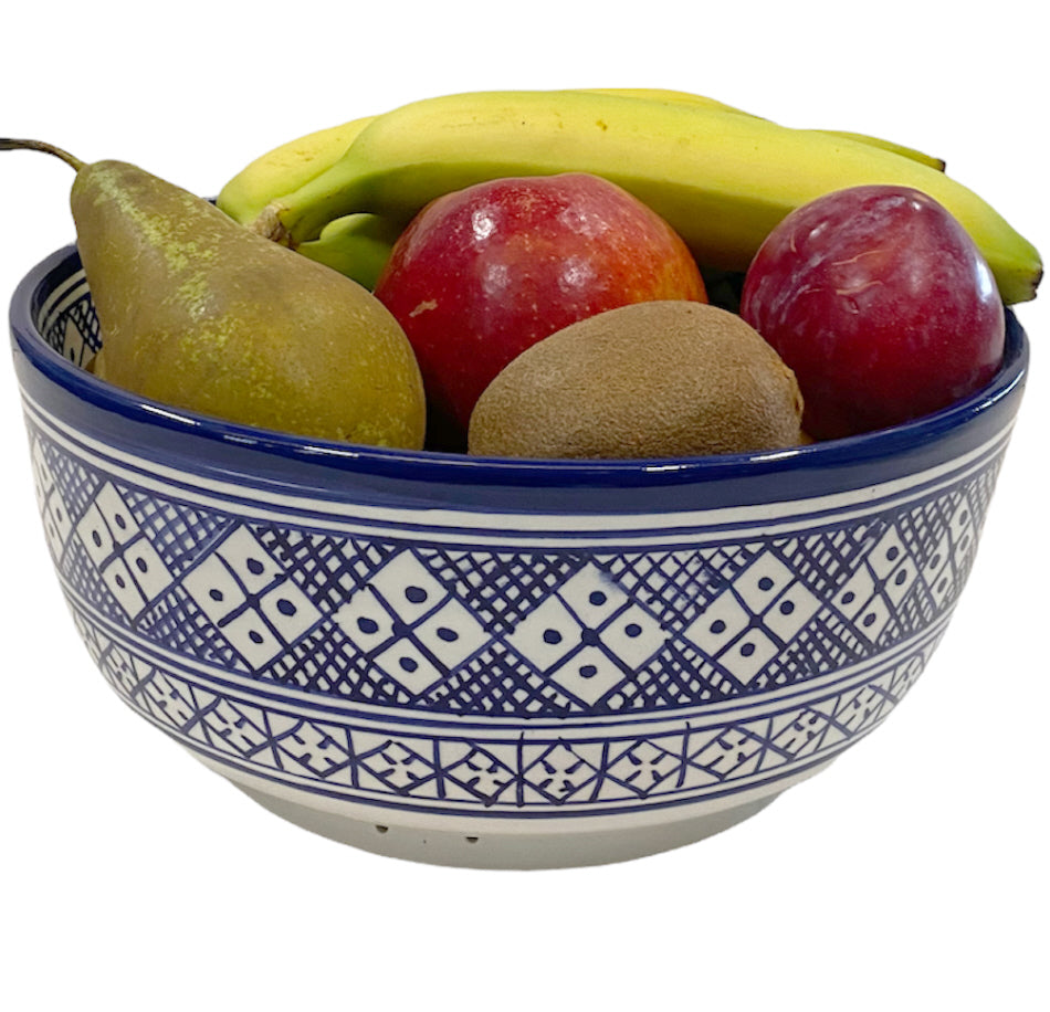 Bol en céramique marocaine bleue et blanche