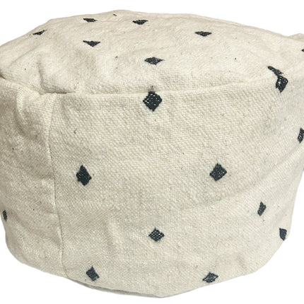 Marokkanischer Pouf oder Sitzkissen Natur Schwarz-Weiß Kelim