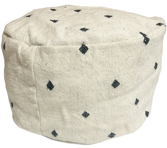 Marokkanischer Pouf oder Sitzkissen Natur Schwarz-Weiß Kelim