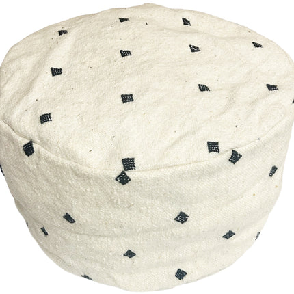 Marokkanischer Pouf oder Sitzkissen Natur Schwarz-Weiß Kelim