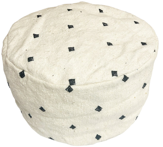 Marokkanischer Pouf oder Sitzkissen Natur Schwarz-Weiß Kelim