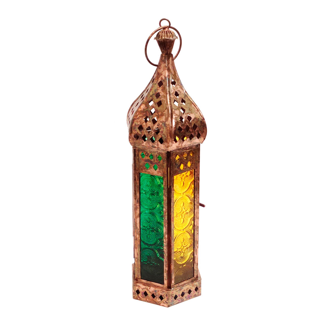 Lanterne en cuivre de style marocain à texture rugueuse