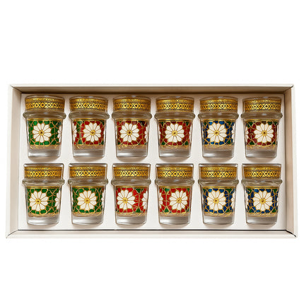 Marokkanische Teegläser mit Goldrand und verstärktem Griff – 9 cm – 12er-Set