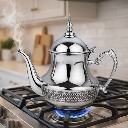 Marokkanische Teekanne Edelstahl – Traditionelle arabische Teekanne – Erhältlich in 0,8 / 1 / 1,5 / 1,8 Liter