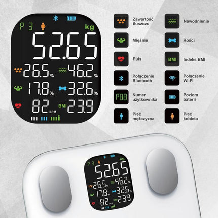 Klausberg Smarte Bluetooth Waage mit Körperanalyse und Farbdisplay