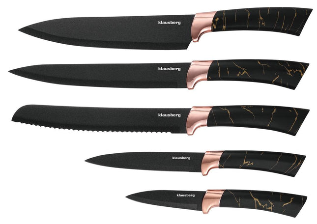 Klausberg Messenset met Blok - Zwart met Brons Design, 6-delig