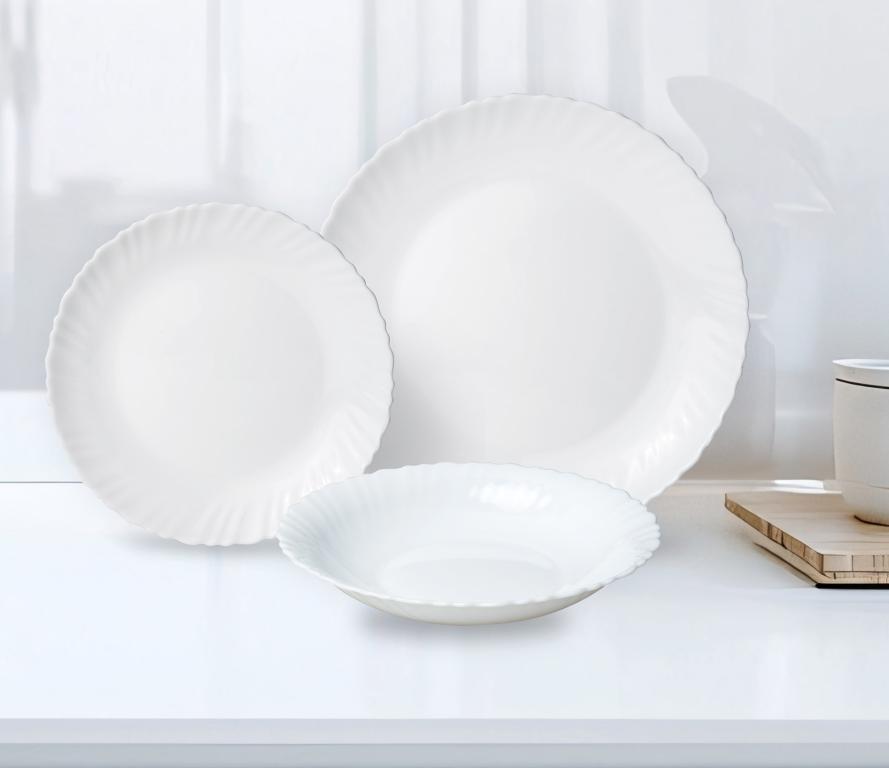 Kinghoff serviesset 18-delig voor 6 personen – wit opaalglas – foto 3