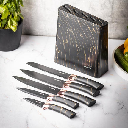 Klausberg Messenset met Blok - Zwart met Brons Design, 6-delig