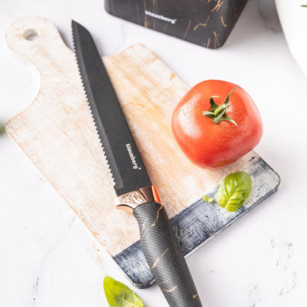Klausberg Messer-Set mit Block – Schwarz und Bronze Design, 7-teilig