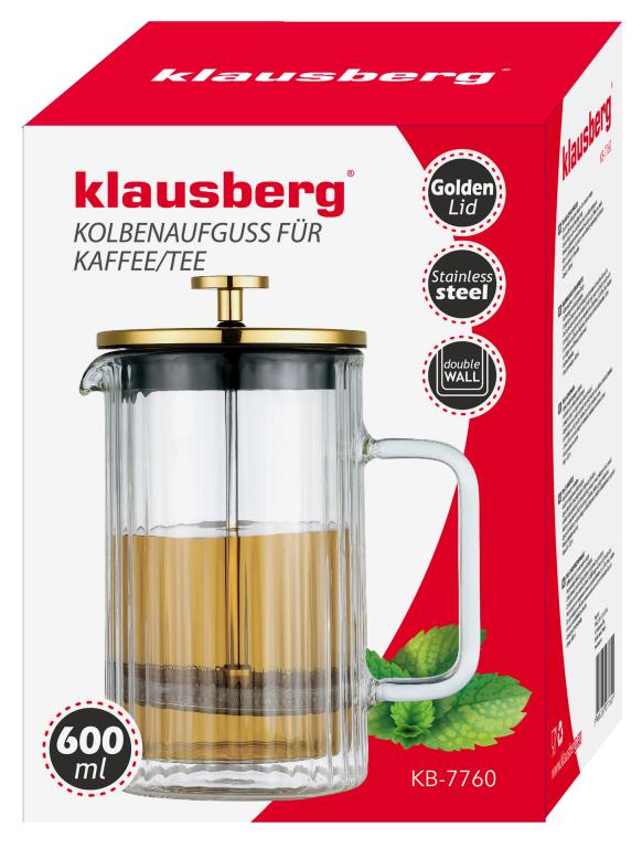 Klausberg KB7760 piston koffie- en theezetter – dubbelwandig glas, 0,6 liter – foto 7