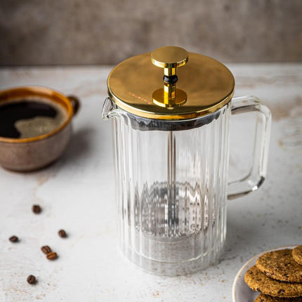 Klausberg Kaffee- und Teebereiter mit Pressfilter - Doppelwandiges Glas - 350 ml