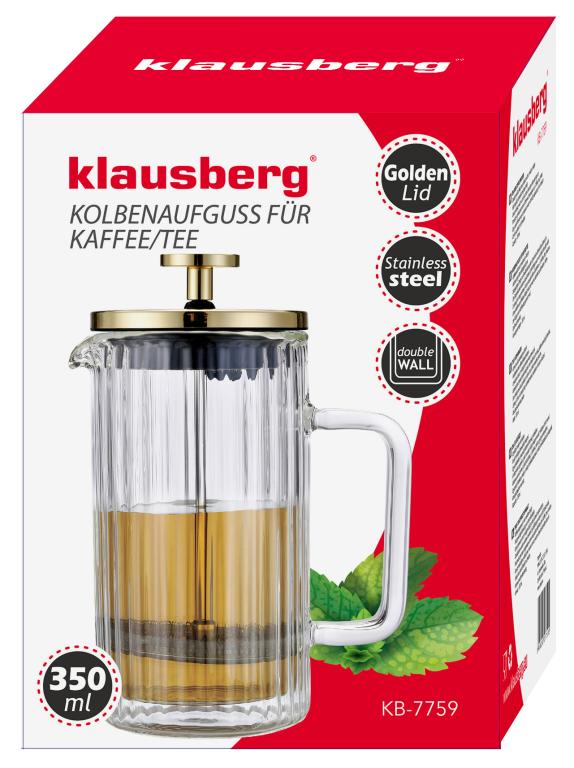 Klausberg koffie- en theezetter met piston – dubbelwandig glas, 350 ml – foto 3