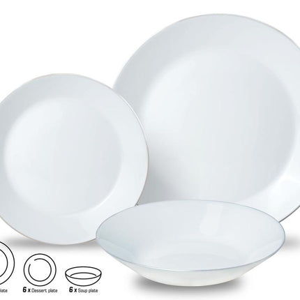 Kinghoff Serviesset – Tijdloze Elegantie met Zilveren Accenten