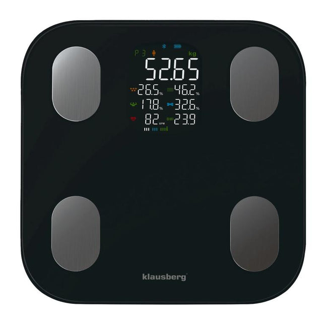 Klausberg Smarte Bluetooth Waage mit Körperanalyse und Farbdisplay