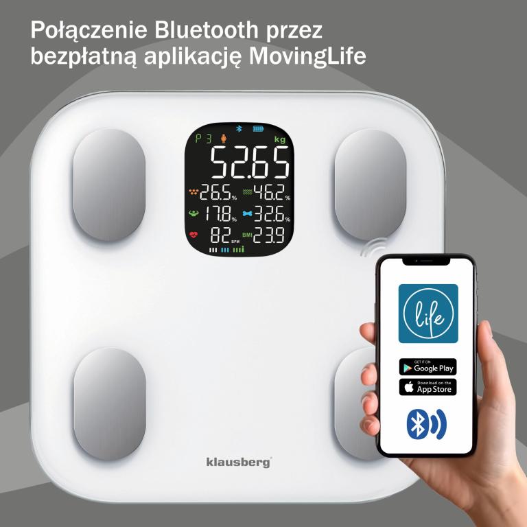 Klausberg slimme weegschaal met Bluetooth en lichaamsanalyse – zwart of wit – foto 5