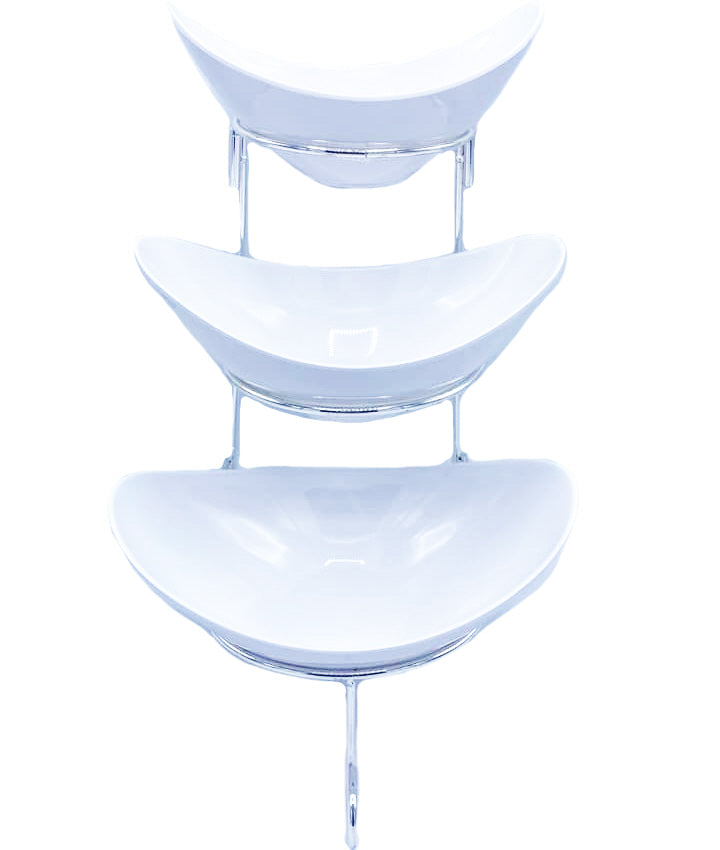 Étagère buffet avec 3 coupelles en mélamine - blanc