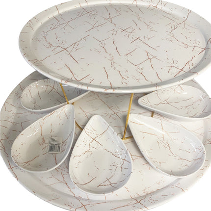 Melamin-Set weißer Marmor-Design inkl. 8 Schalen