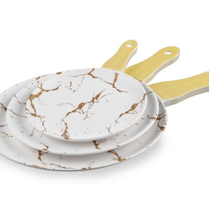 Melamine serveerplanken marmer look wit-goud
