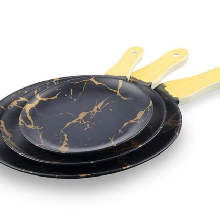 Melamin-Servierplatten Marmoroptik Schwarz-Gold