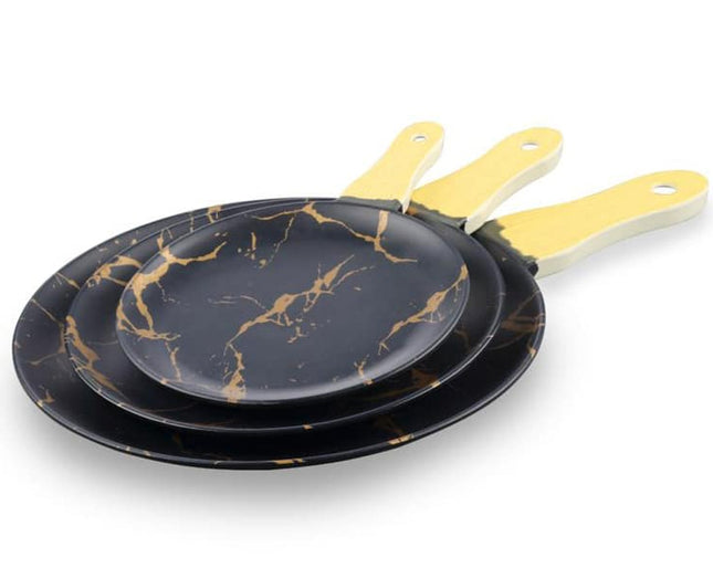 Melamine serveerplanken marmer look zwart-goud