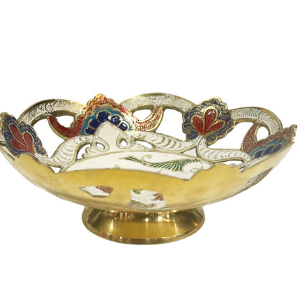 Messingschale, bemalt, weiß, Ø 18 cm