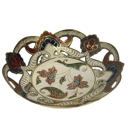 Messingschale, bemalt, weiß, Ø 18 cm