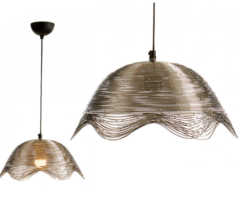 Metal wave lamp with nickel finish