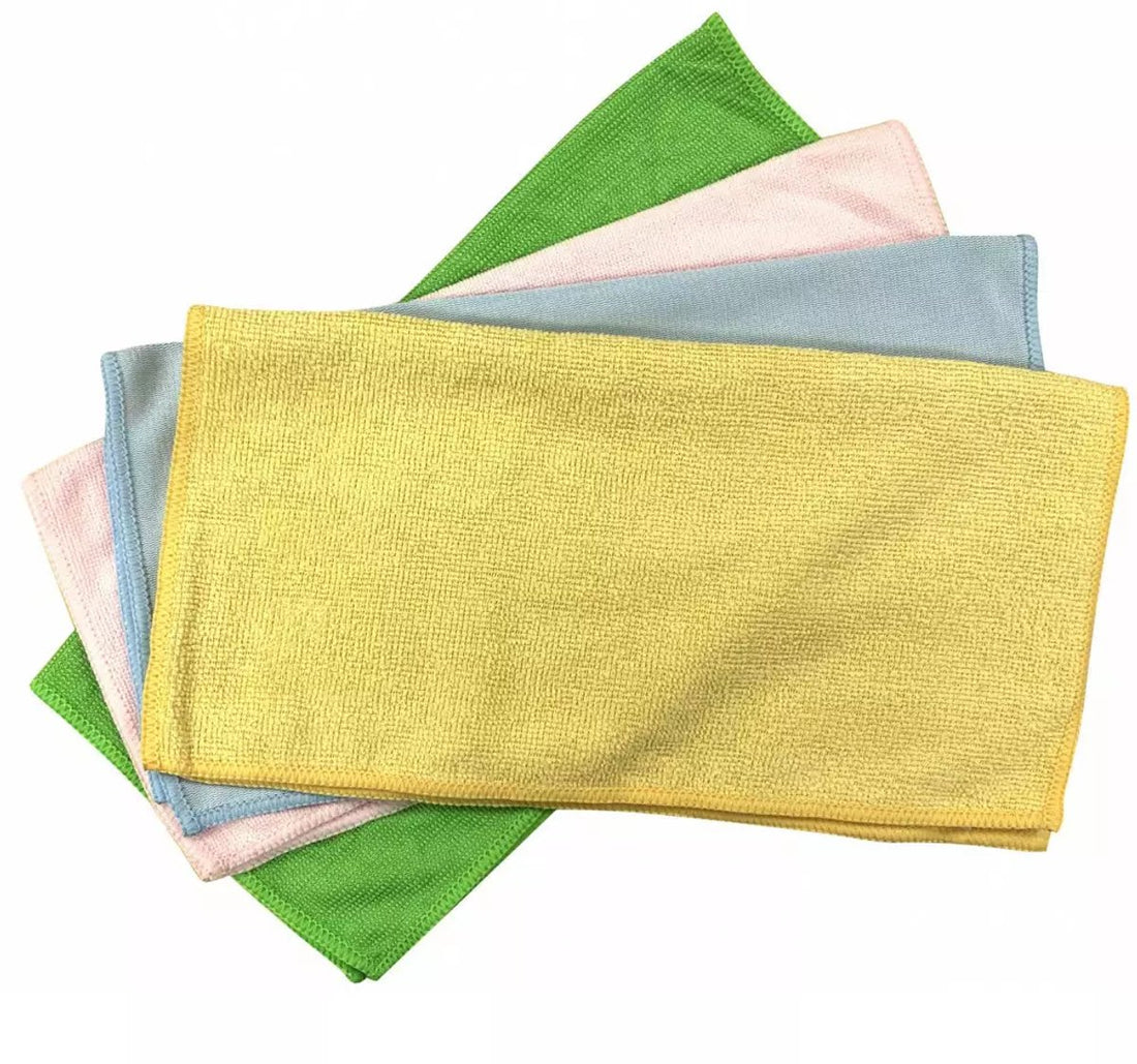 Kinghoff KH2115 Lot de 4 chiffons en microfibres codés par couleur (32 x 32 cm) pour meubles, vitres, cuisine et plus