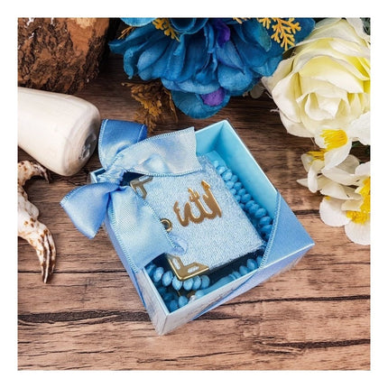 Mini Koran Cadeau met Tasbeeh Lichtblauw